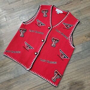 VTG TEXAS TECH‎ Lady Raiders Basketball Castles Sports Sweater Vest Size Medium